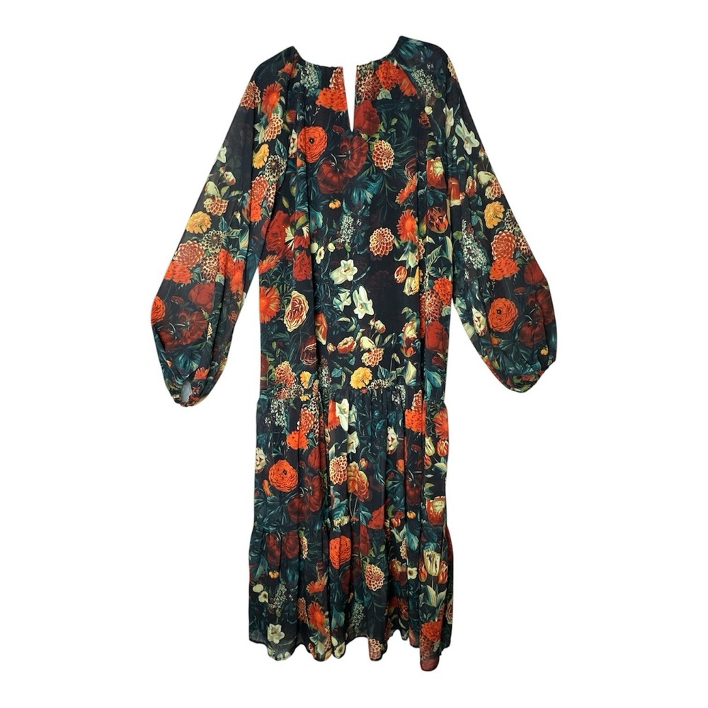 Ivy City Co Imogen Maxi Dress Womens Medium Floral Oversized Long Sleeve No Belt - Picture 6 of 9